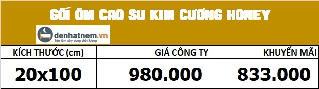 Bảng giá gối ôm cao su Honey tại Đệ Nhất Nệm