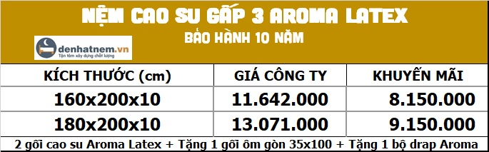 Nệm gấp 3 cao su Aroma Latex tại Đệ Nhất Nệm