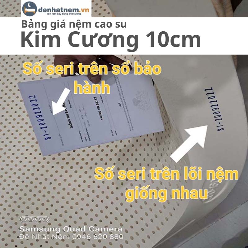 Nệm cao su Kim Cương 10cm giá bao nhiêu?