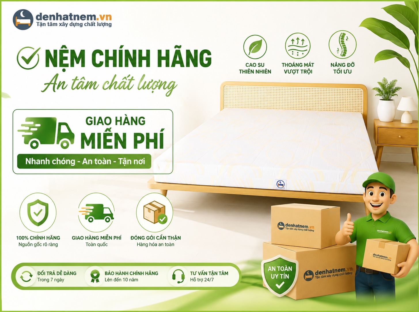 Banner giao hàng miễn phí tại Đệ Nhất Nệm