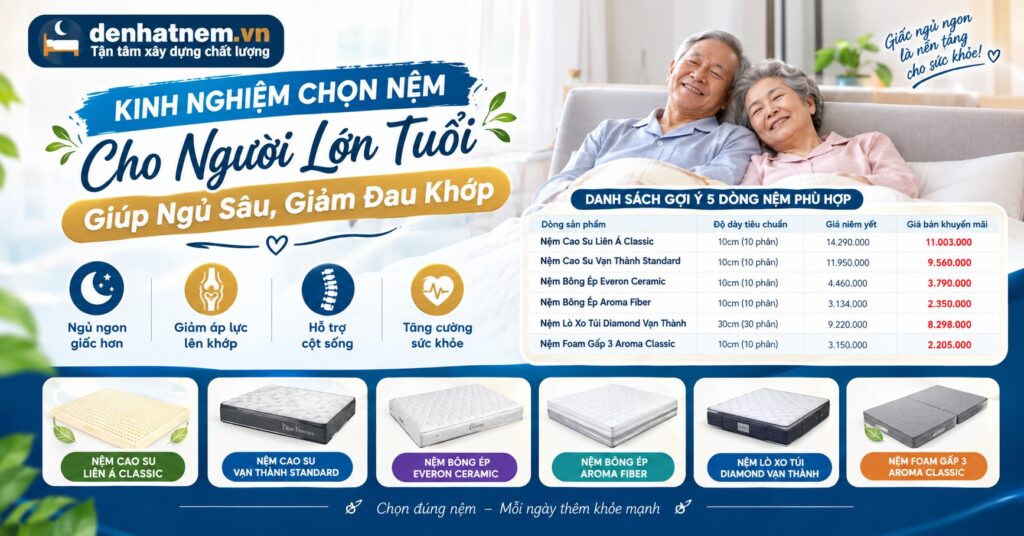 Kinh Nghiệm Chọn Nệm Cho Người Lớn Tuổi Giúp Ngủ Sâu, Giảm Đau Khớp