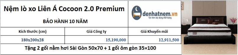 Cocoon Prmium 2.0 giá siêu tốt, cùng quà tặng tại Đệ Nhất Nệm