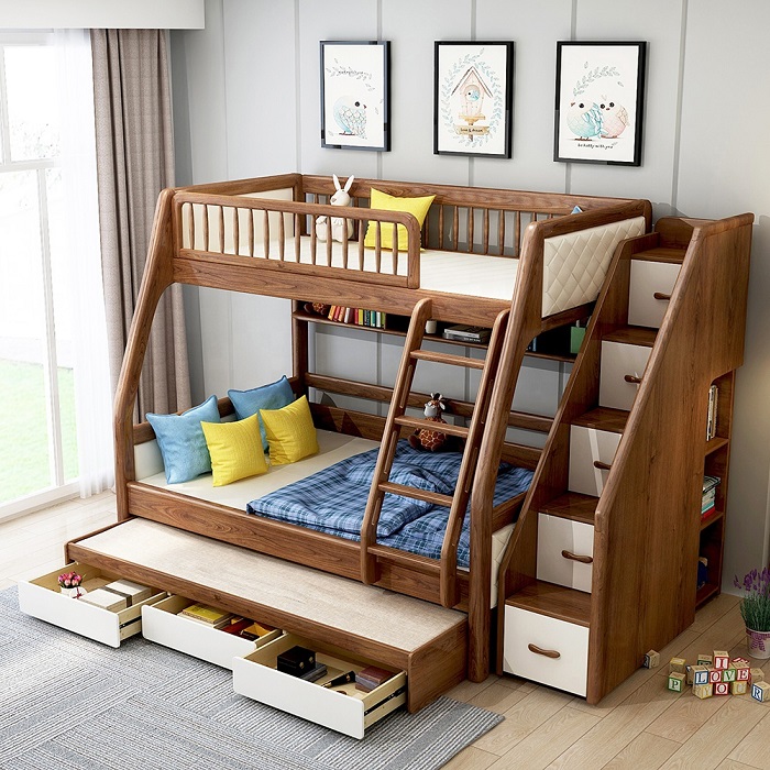 Giường tầng được coi là một giải pháp hoàn hảo cho những gia đình có đông con