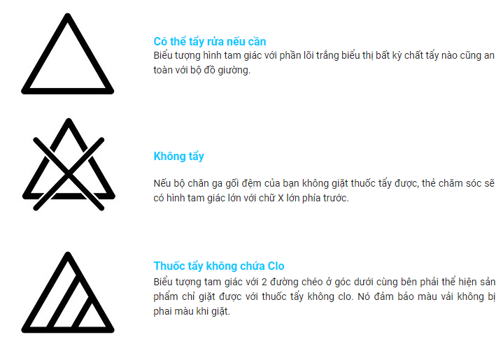 Bạn nên chú ý đến ký hiệu thuốc tẩy, chất tẩy rửa