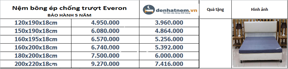Nệm chống trượt Everon khuyến mãi 20%
