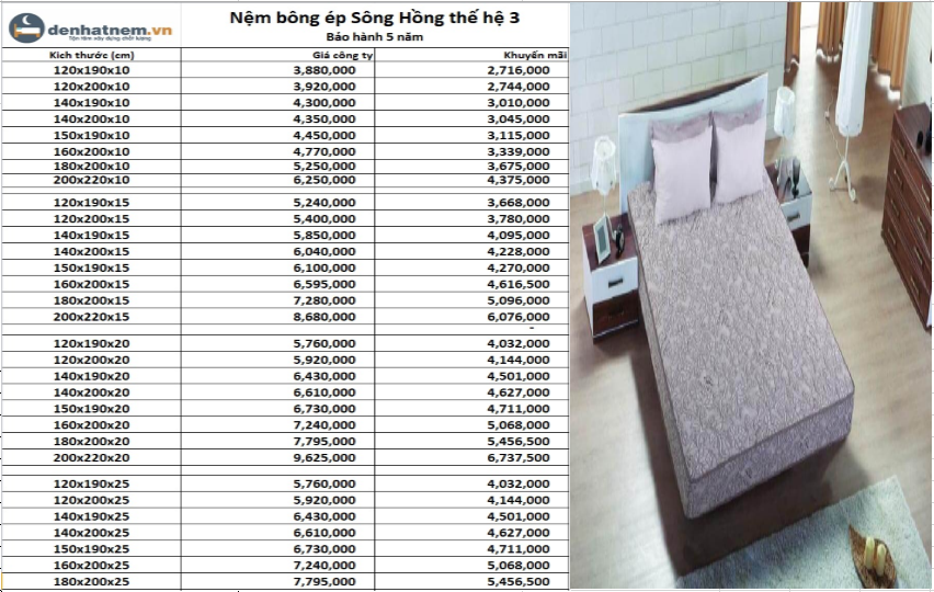 Đây cũng là dòng sản phẩm nệm giá tốt bán chạy dịp cuối năm tại Đệ Nhất Nệm