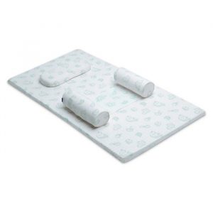 Nệm cao su em bé Bambino với áo nệm màu xanh