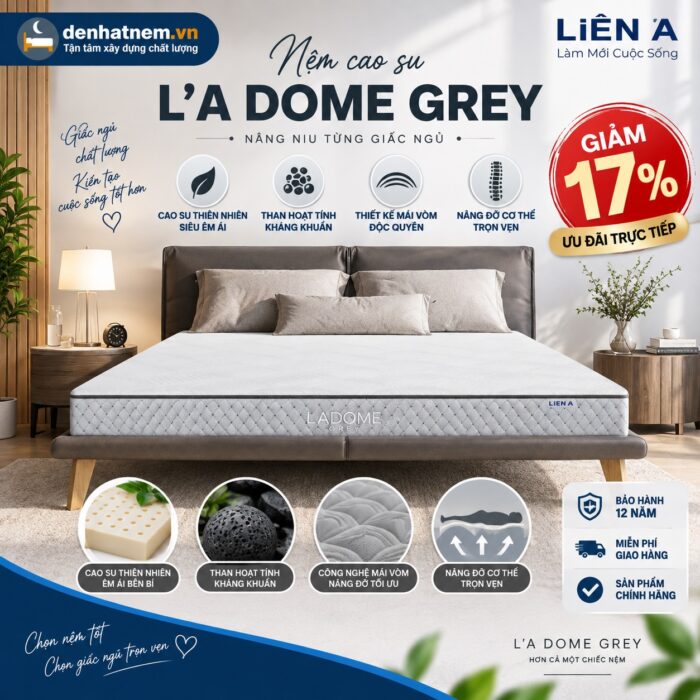 Nệm Cao Su L'A Dome Grey Giảm 17% | Đệ Nhất Nệm