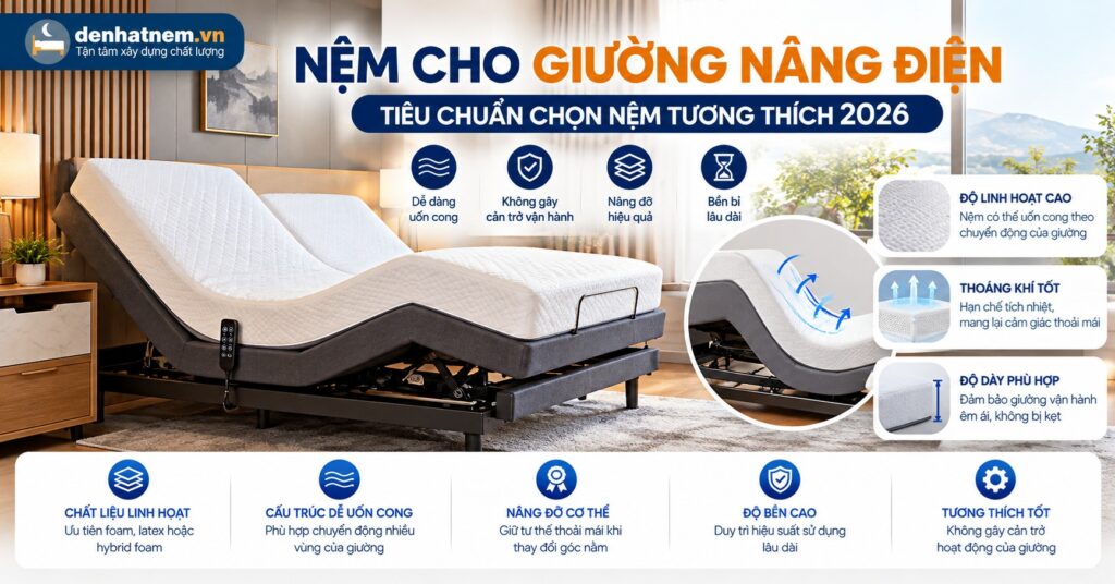Nệm Cho Giường Nâng Điện Chuẩn Nhất 2026 | Đệ Nhất Nệm