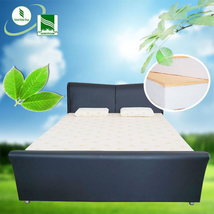 Sản phẩm có cấu tạo gồm 2 lớp: lớp gòn và lớp cao su thiên nhiên