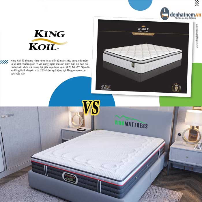 So sánh nệm lò xo King Koil và Vinamattress chi tiết