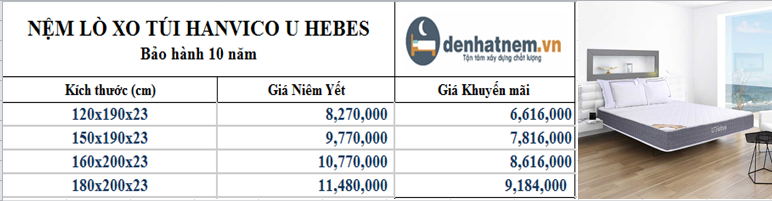 Chỉ từ 6.6tr cho dòng sản phẩm Hanvico U Hebes 23cm