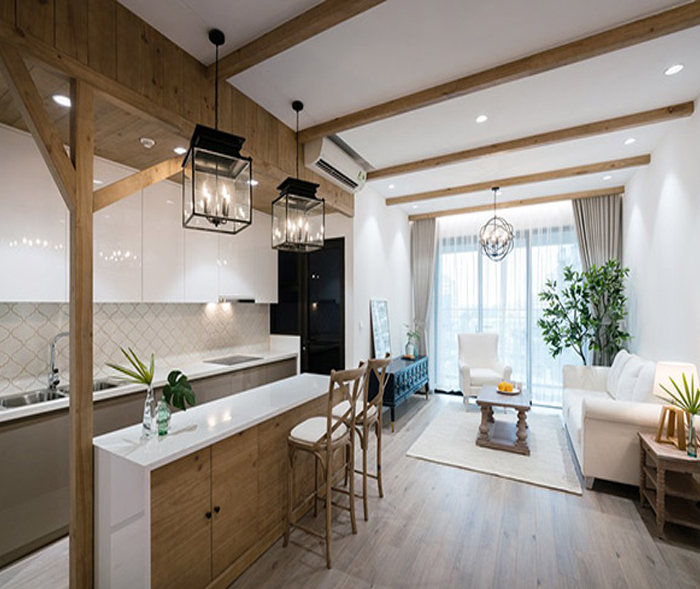 Nội thất thường được gia công từ gỗ tự nhiên