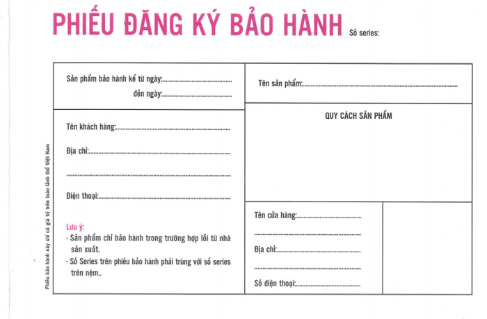 Sản phẩm luôn có phiếu bảo hành đầy đủ, logo in ấn rõ ràng