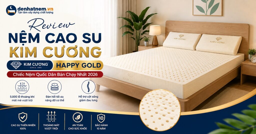 Review Nệm Cao Su Kim Cương Happy Gold: Chiếc Nệm Quốc Dân Bán Chạy Nhất 2026