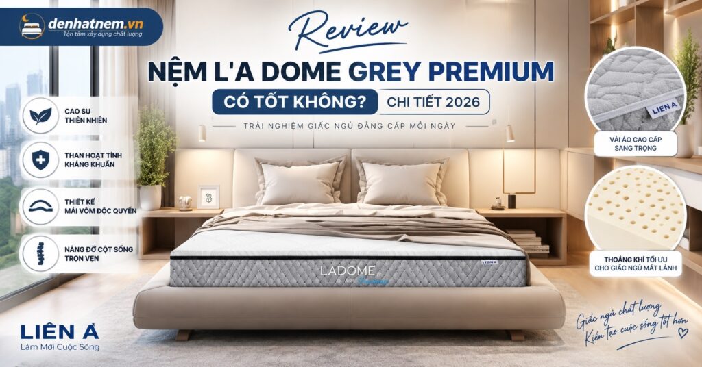 Review Nệm L'A Dome Grey Premium Chi Tiết | Đệ Nhất Nệm