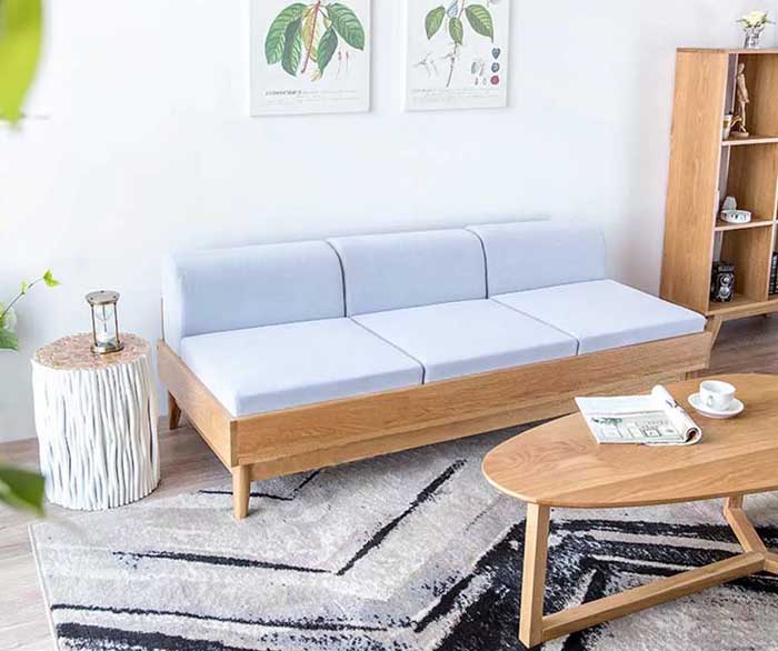 Sofa văng gỗ sồi kiểu dáng 3 chỗ ngồi thoải mái, sang trọng và tinh tế