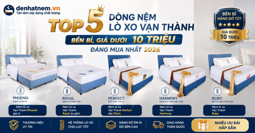 Top 5 Dòng Nệm Lò Xo Vạn Thành Bền Bỉ, Giá Dưới 10 Triệu Đáng Mua Nhất 2026