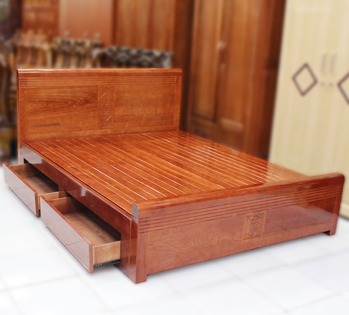 Vân gỗ khá rõ với màu sắc hiện đại, bắt mắt, hòa hợp với tổng thể nội thất